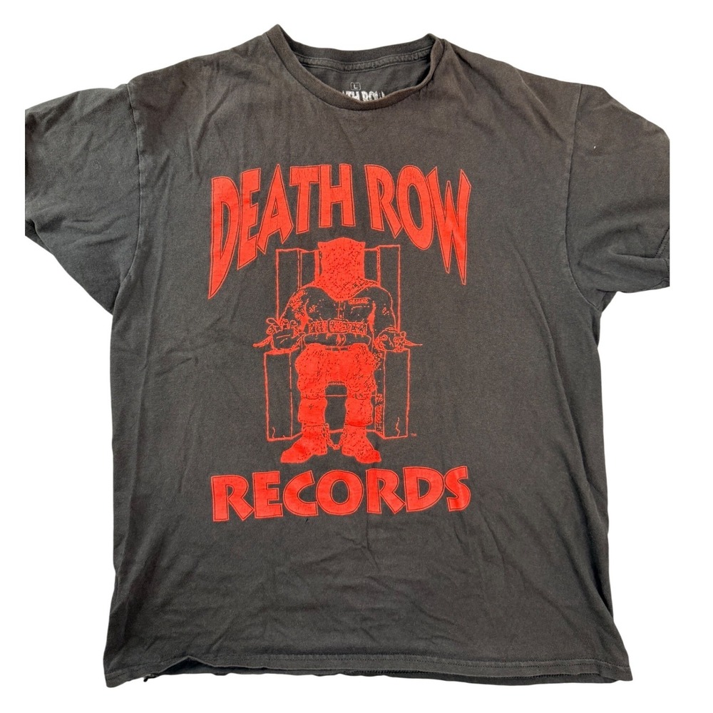 Death Row Records T Shirt Mens L Black Electric Chair‎ Logo Hip Hop